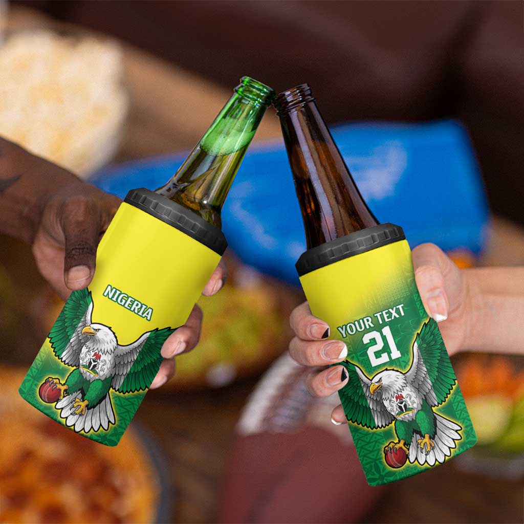Nigeria Cricket Custom 4 in 1 Can Cooler Tumbler Najeriya Angry Eagle Flag Motif - Wonder Print Shop