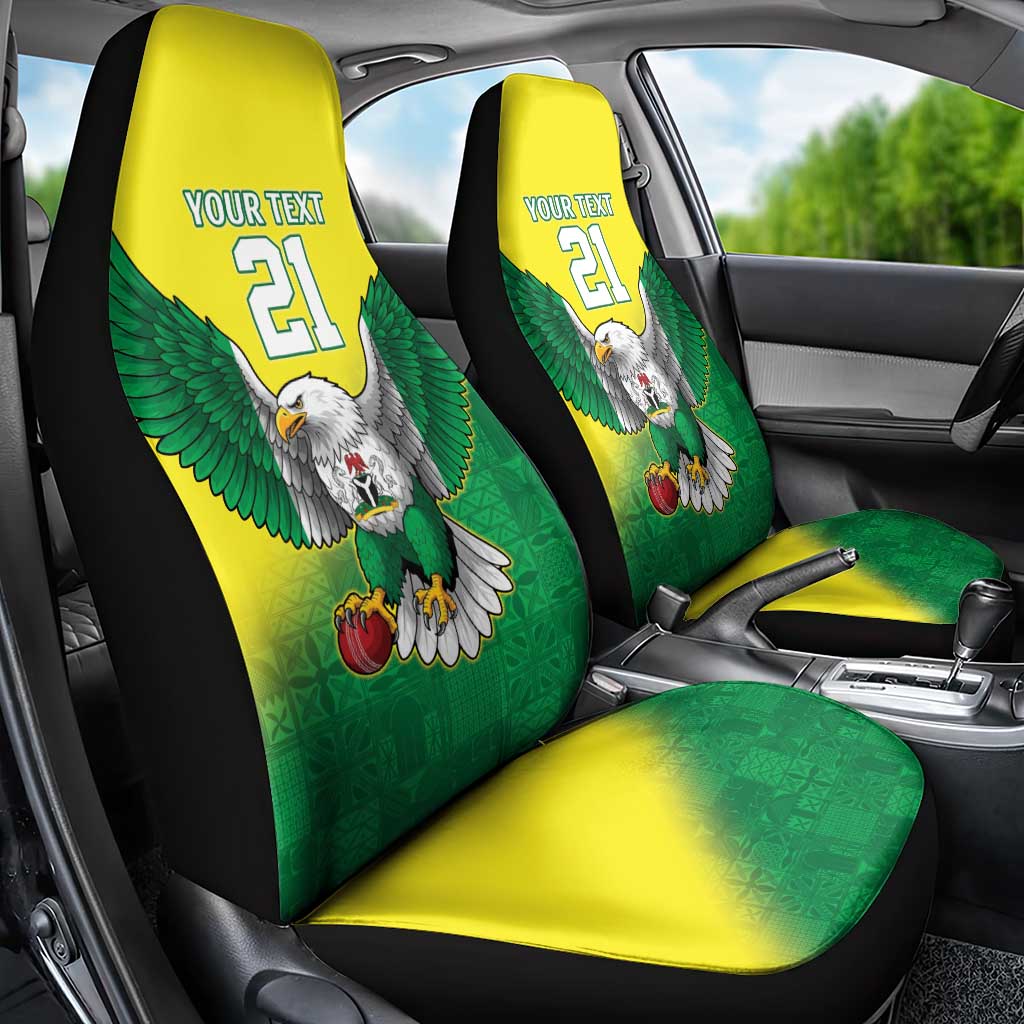 Nigeria Cricket Custom Car Seat Cover Najeriya Angry Eagle Flag Motif - Wonder Print Shop
