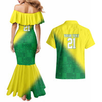 Nigeria Cricket Custom Couples Matching Mermaid Dress and Hawaiian Shirt Najeriya Angry Eagle Flag Motif - Wonder Print Shop