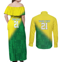 Nigeria Cricket Custom Couples Matching Off Shoulder Maxi Dress and Long Sleeve Button Shirt Najeriya Angry Eagle Flag Motif - Wonder Print Shop