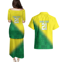 Nigeria Cricket Custom Couples Matching Puletasi and Hawaiian Shirt Najeriya Angry Eagle Flag Motif - Wonder Print Shop