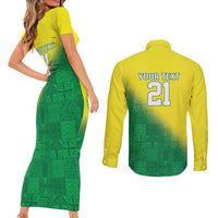 Nigeria Cricket Custom Couples Matching Short Sleeve Bodycon Dress and Long Sleeve Button Shirt Najeriya Angry Eagle Flag Motif - Wonder Print Shop