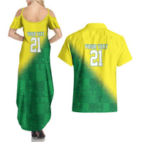 Nigeria Cricket Custom Couples Matching Summer Maxi Dress and Hawaiian Shirt Najeriya Angry Eagle Flag Motif - Wonder Print Shop