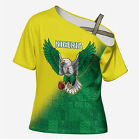 Nigeria Cricket Custom Cross Shoulder Shirt Najeriya Angry Eagle Flag Motif - Wonder Print Shop