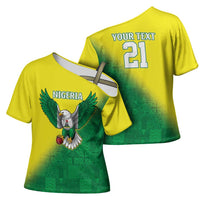 Nigeria Cricket Custom Cross Shoulder Shirt Najeriya Angry Eagle Flag Motif - Wonder Print Shop