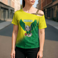 Nigeria Cricket Custom Cross Shoulder Shirt Najeriya Angry Eagle Flag Motif - Wonder Print Shop