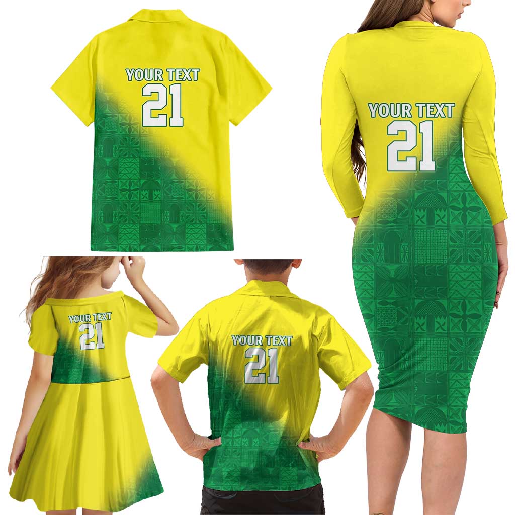 Nigeria Cricket Custom Family Matching Long Sleeve Bodycon Dress and Hawaiian Shirt Najeriya Angry Eagle Flag Motif - Wonder Print Shop