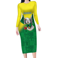 Nigeria Cricket Custom Family Matching Long Sleeve Bodycon Dress and Hawaiian Shirt Najeriya Angry Eagle Flag Motif - Wonder Print Shop