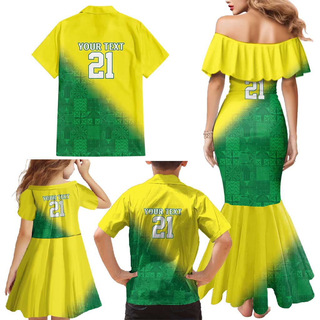 Nigeria Cricket Custom Family Matching Mermaid Dress and Hawaiian Shirt Najeriya Angry Eagle Flag Motif - Wonder Print Shop