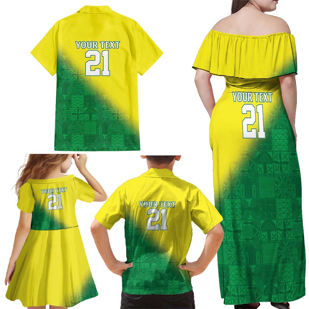 Nigeria Cricket Custom Family Matching Off Shoulder Maxi Dress and Hawaiian Shirt Najeriya Angry Eagle Flag Motif - Wonder Print Shop