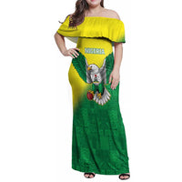 Nigeria Cricket Custom Family Matching Off Shoulder Maxi Dress and Hawaiian Shirt Najeriya Angry Eagle Flag Motif - Wonder Print Shop