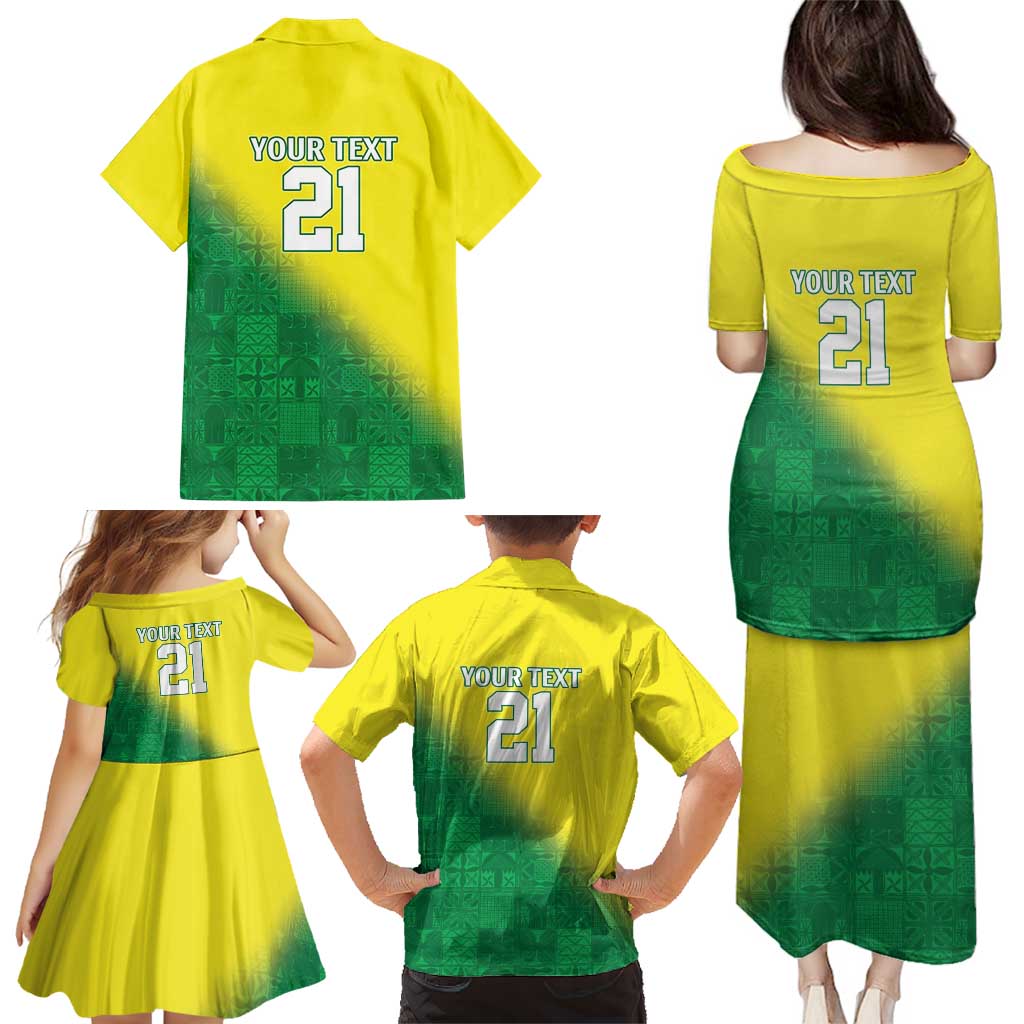 Nigeria Cricket Custom Family Matching Puletasi and Hawaiian Shirt Najeriya Angry Eagle Flag Motif - Wonder Print Shop