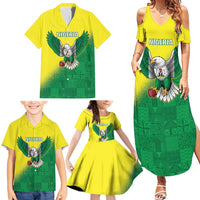 Nigeria Cricket Custom Family Matching Summer Maxi Dress and Hawaiian Shirt Najeriya Angry Eagle Flag Motif - Wonder Print Shop