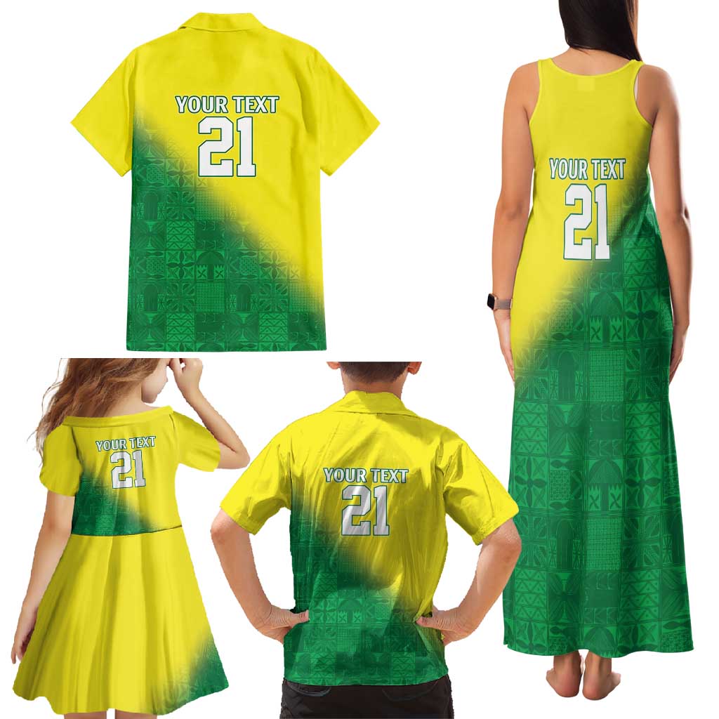 Nigeria Cricket Custom Family Matching Tank Maxi Dress and Hawaiian Shirt Najeriya Angry Eagle Flag Motif - Wonder Print Shop