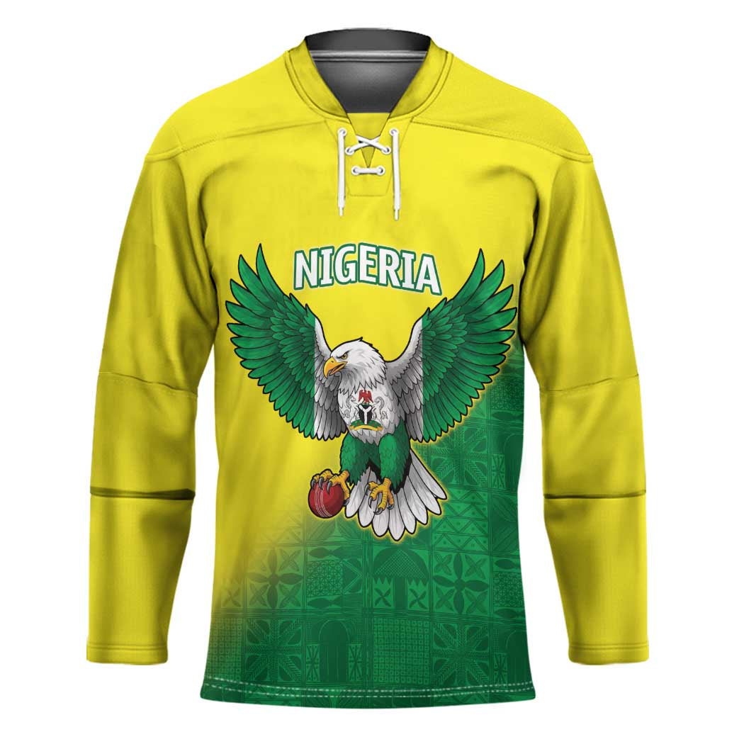 Nigeria Cricket Custom Hockey Jersey Najeriya Angry Eagle Flag Motif - Wonder Print Shop