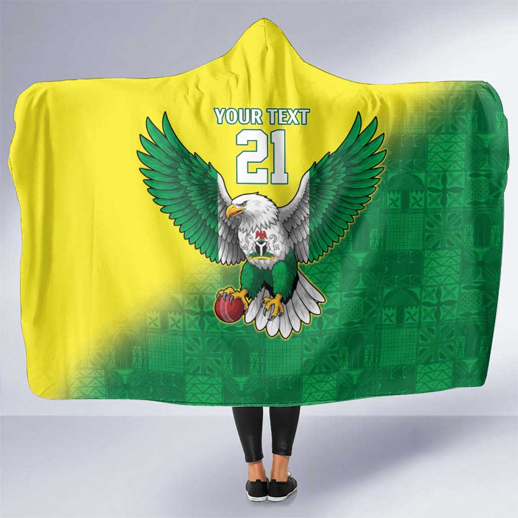 Nigeria Cricket Custom Hooded Blanket Najeriya Angry Eagle Flag Motif - Wonder Print Shop