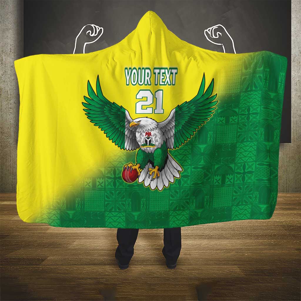 Nigeria Cricket Custom Hooded Blanket Najeriya Angry Eagle Flag Motif - Wonder Print Shop