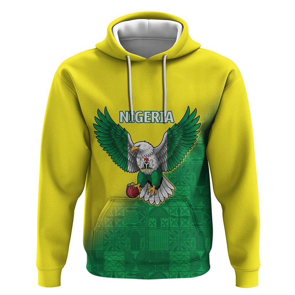 Nigeria Cricket Custom Hoodie Najeriya Angry Eagle Flag Motif - Wonder Print Shop