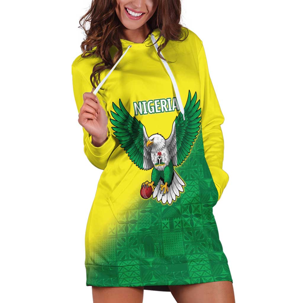 Nigeria Cricket Custom Hoodie Dress Najeriya Angry Eagle Flag Motif - Wonder Print Shop
