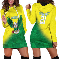 Nigeria Cricket Custom Hoodie Dress Najeriya Angry Eagle Flag Motif - Wonder Print Shop