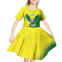 Nigeria Cricket Custom Kid Short Sleeve Dress Najeriya Angry Eagle Flag Motif - Wonder Print Shop