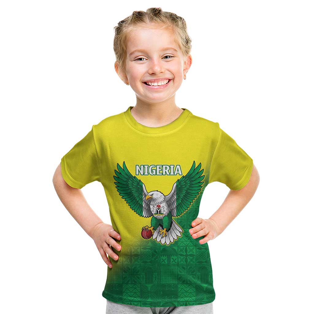 Nigeria Cricket Custom Kid T Shirt Najeriya Angry Eagle Flag Motif - Wonder Print Shop