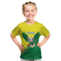 Nigeria Cricket Custom Kid T Shirt Najeriya Angry Eagle Flag Motif - Wonder Print Shop