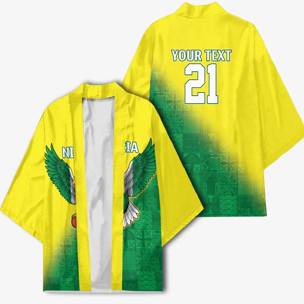 Nigeria Cricket Custom Kimono Najeriya Angry Eagle Flag Motif - Wonder Print Shop