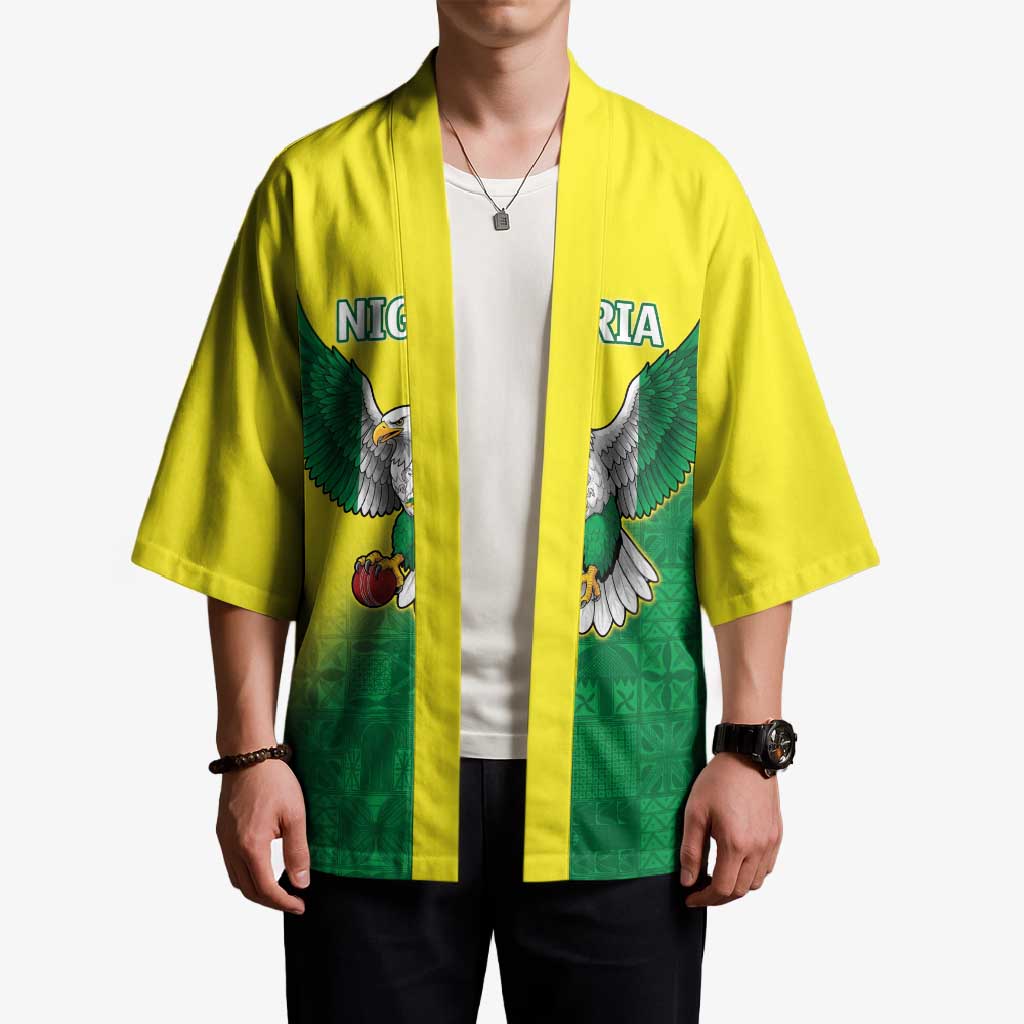 Nigeria Cricket Custom Kimono Najeriya Angry Eagle Flag Motif - Wonder Print Shop