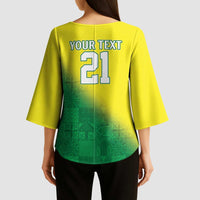 Nigeria Cricket Custom Kimono Sleeve Blouse Najeriya Angry Eagle Flag Motif - Wonder Print Shop