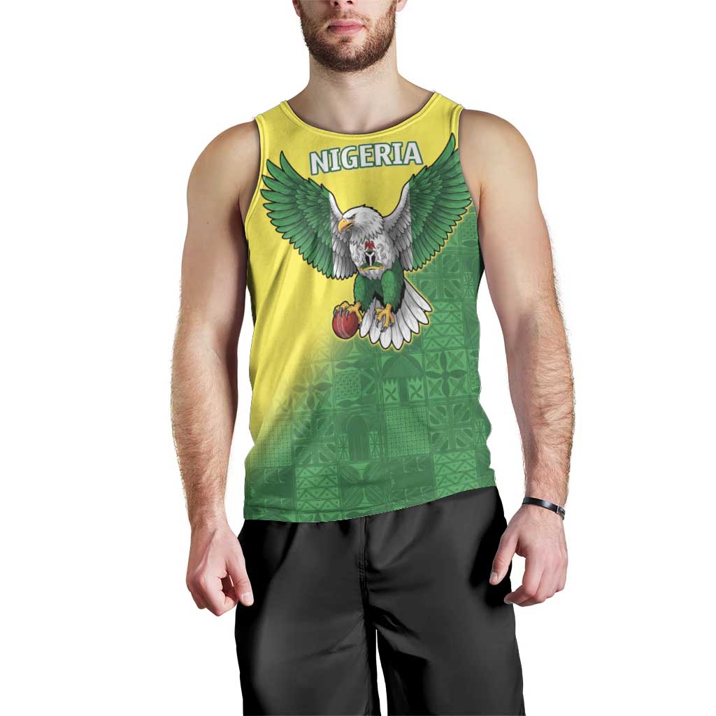 Nigeria Cricket Custom Men Tank Top Najeriya Angry Eagle Flag Motif - Wonder Print Shop