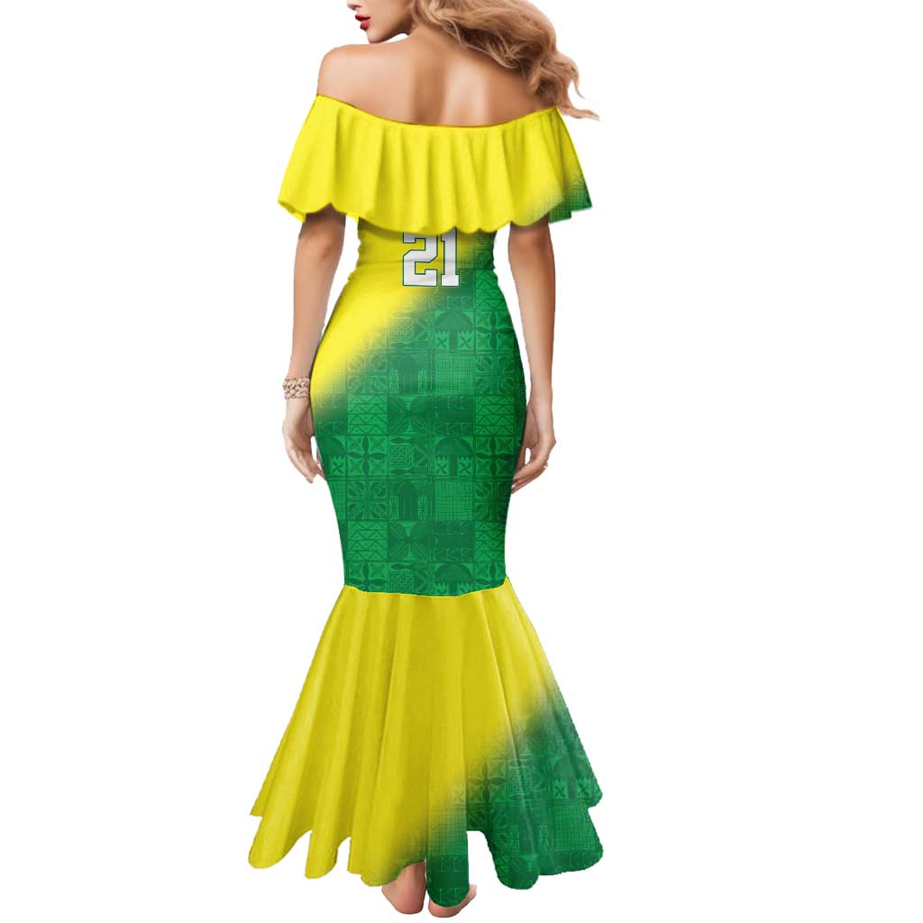 Nigeria Cricket Custom Mermaid Dress Najeriya Angry Eagle Flag Motif - Wonder Print Shop