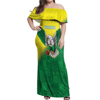 Nigeria Cricket Custom Off Shoulder Maxi Dress Najeriya Angry Eagle Flag Motif - Wonder Print Shop