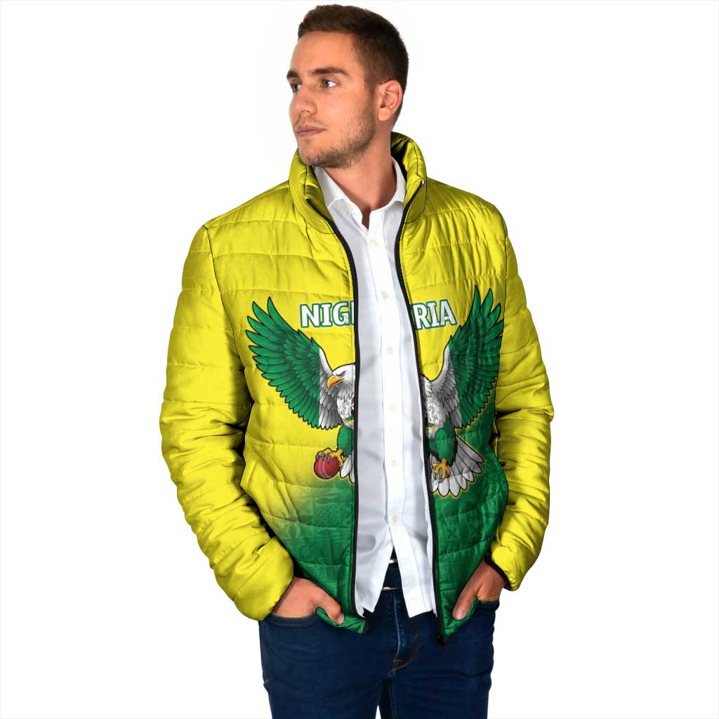 Nigeria Cricket Custom Padded Jacket Najeriya Angry Eagle Flag Motif - Wonder Print Shop