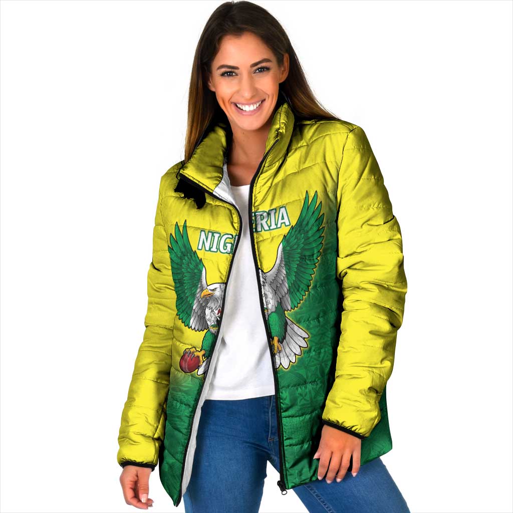 Nigeria Cricket Custom Padded Jacket Najeriya Angry Eagle Flag Motif - Wonder Print Shop