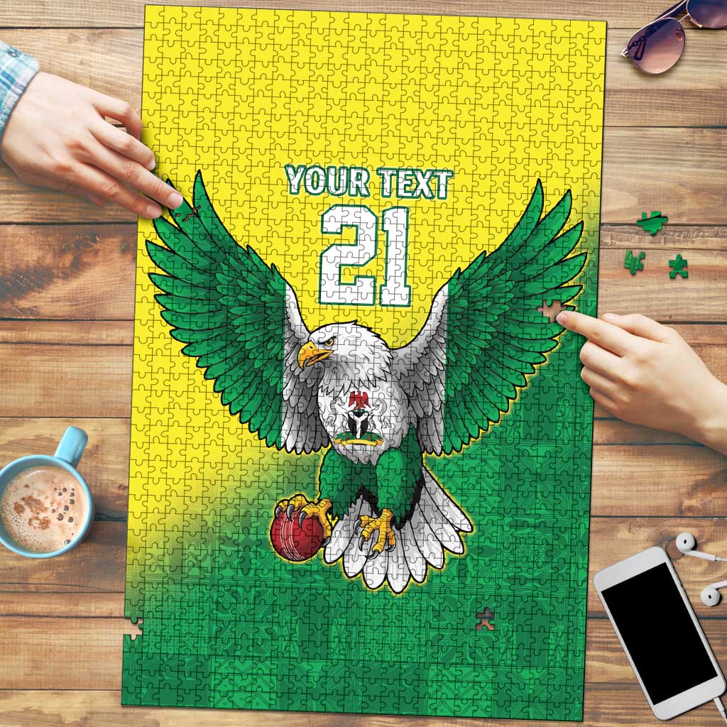 Nigeria Cricket Custom Puzzle Najeriya Angry Eagle Flag Motif - Wonder Print Shop