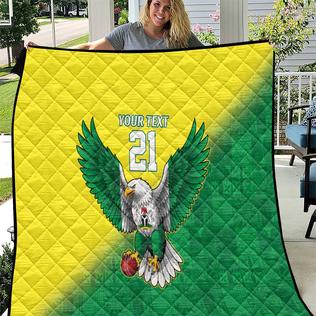 Nigeria Cricket Custom Quilt Najeriya Angry Eagle Flag Motif - Wonder Print Shop