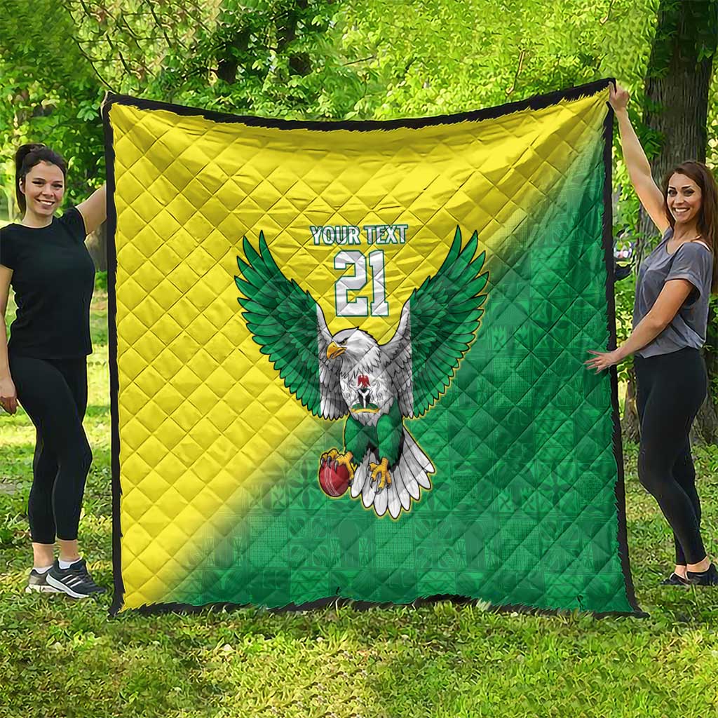 Nigeria Cricket Custom Quilt Najeriya Angry Eagle Flag Motif - Wonder Print Shop
