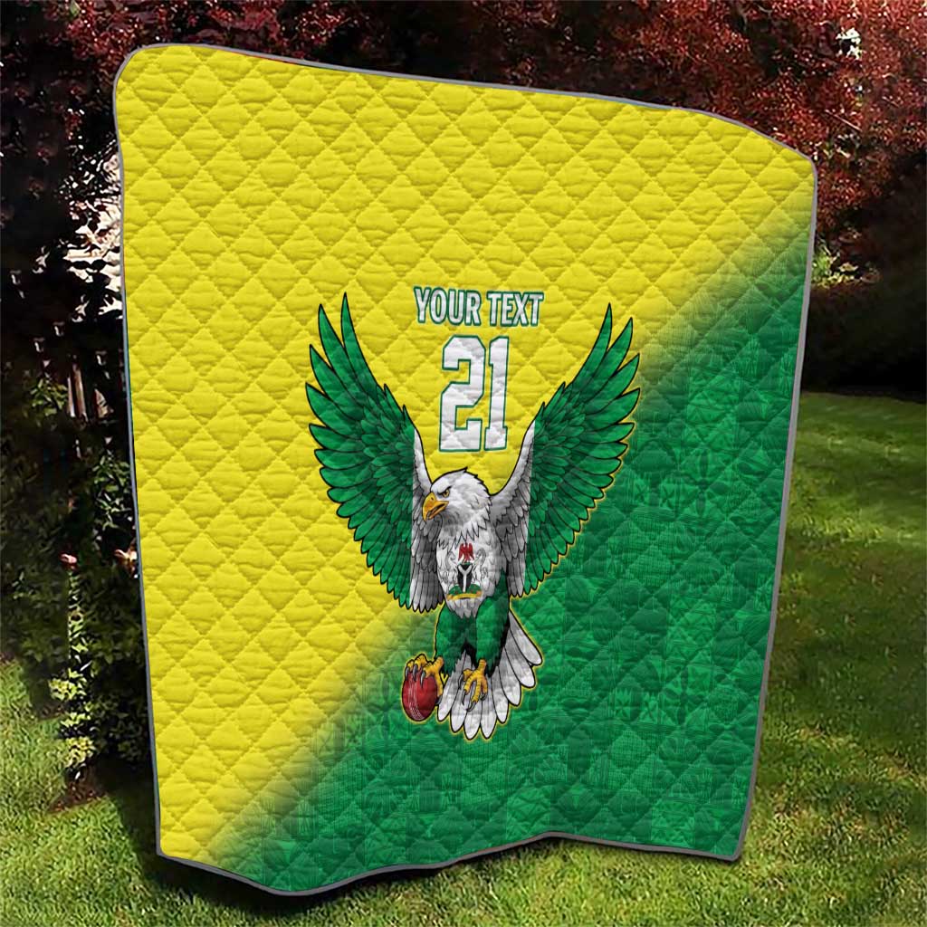 Nigeria Cricket Custom Quilt Najeriya Angry Eagle Flag Motif - Wonder Print Shop