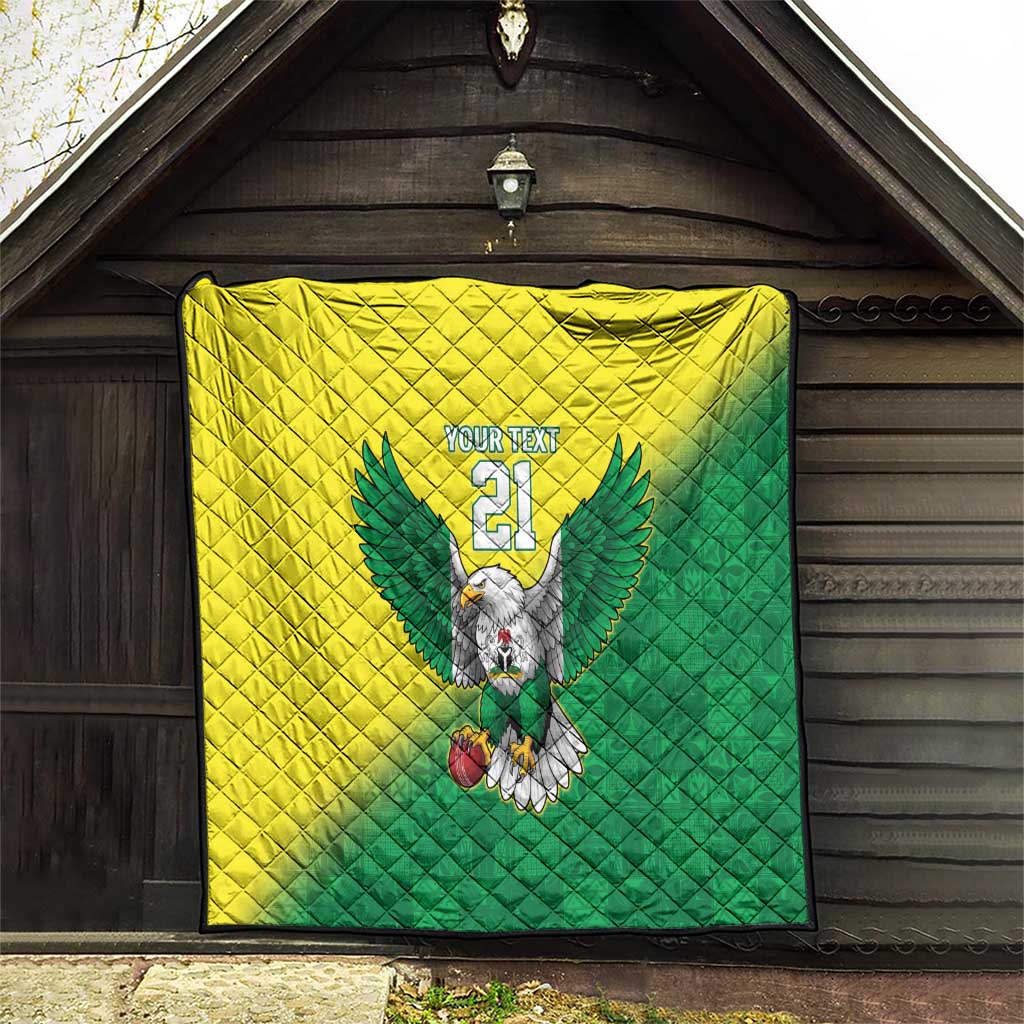 Nigeria Cricket Custom Quilt Najeriya Angry Eagle Flag Motif - Wonder Print Shop