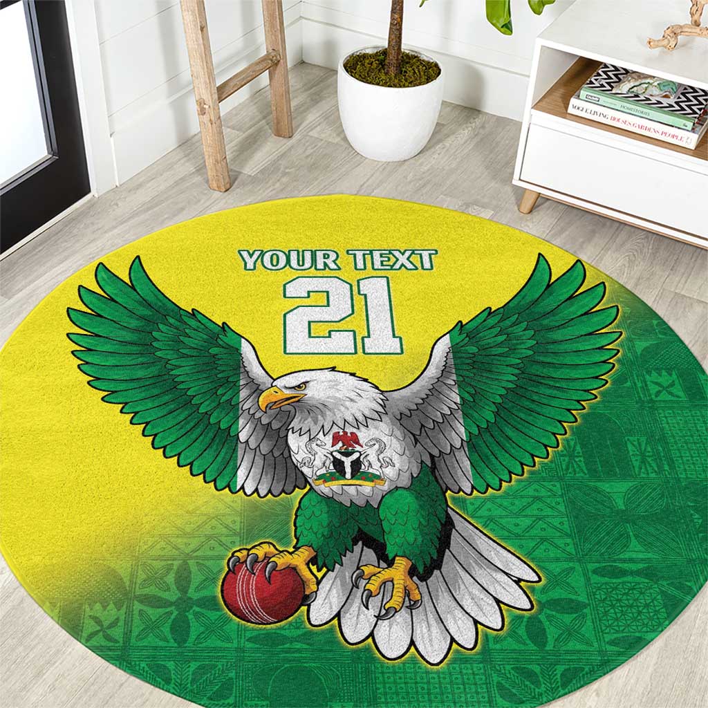 Nigeria Cricket Custom Round Carpet Najeriya Angry Eagle Flag Motif - Wonder Print Shop