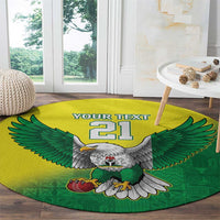 Nigeria Cricket Custom Round Carpet Najeriya Angry Eagle Flag Motif - Wonder Print Shop