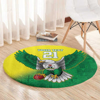 Nigeria Cricket Custom Round Carpet Najeriya Angry Eagle Flag Motif - Wonder Print Shop