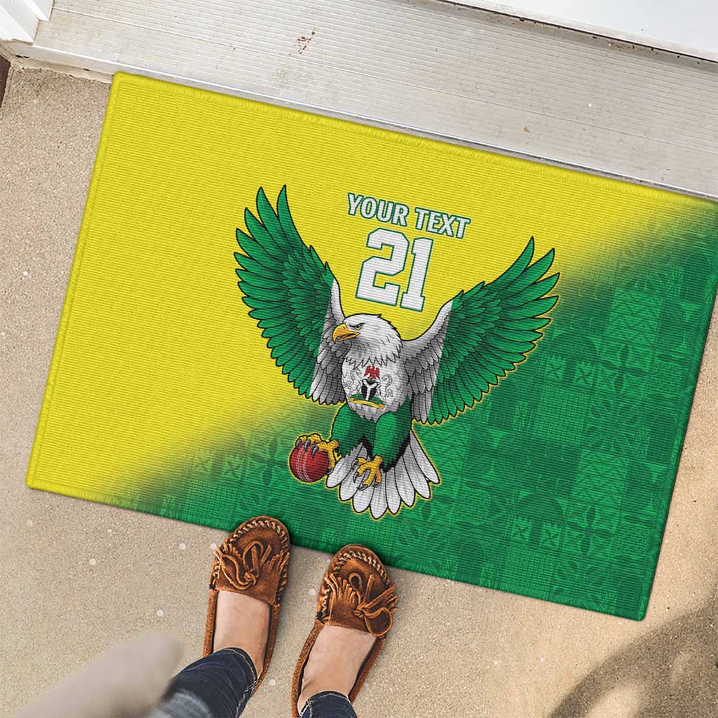 Nigeria Cricket Custom Rubber Doormat Najeriya Angry Eagle Flag Motif - Wonder Print Shop