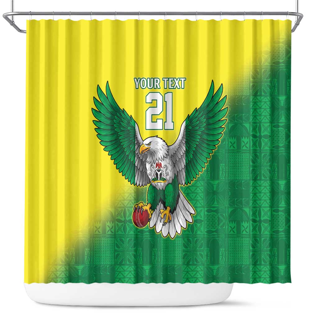 Nigeria Cricket Custom Shower Curtain Najeriya Angry Eagle Flag Motif - Wonder Print Shop
