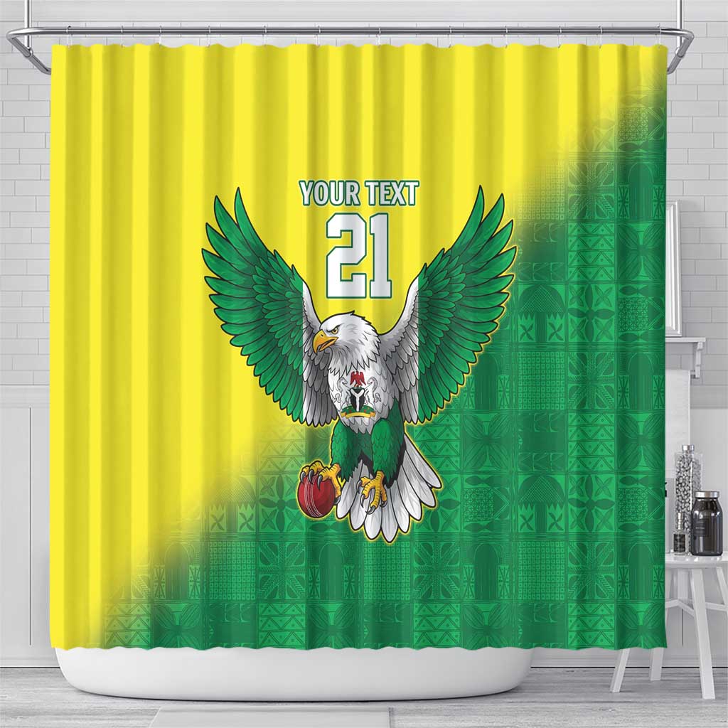 Nigeria Cricket Custom Shower Curtain Najeriya Angry Eagle Flag Motif - Wonder Print Shop