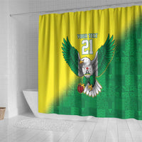 Nigeria Cricket Custom Shower Curtain Najeriya Angry Eagle Flag Motif - Wonder Print Shop