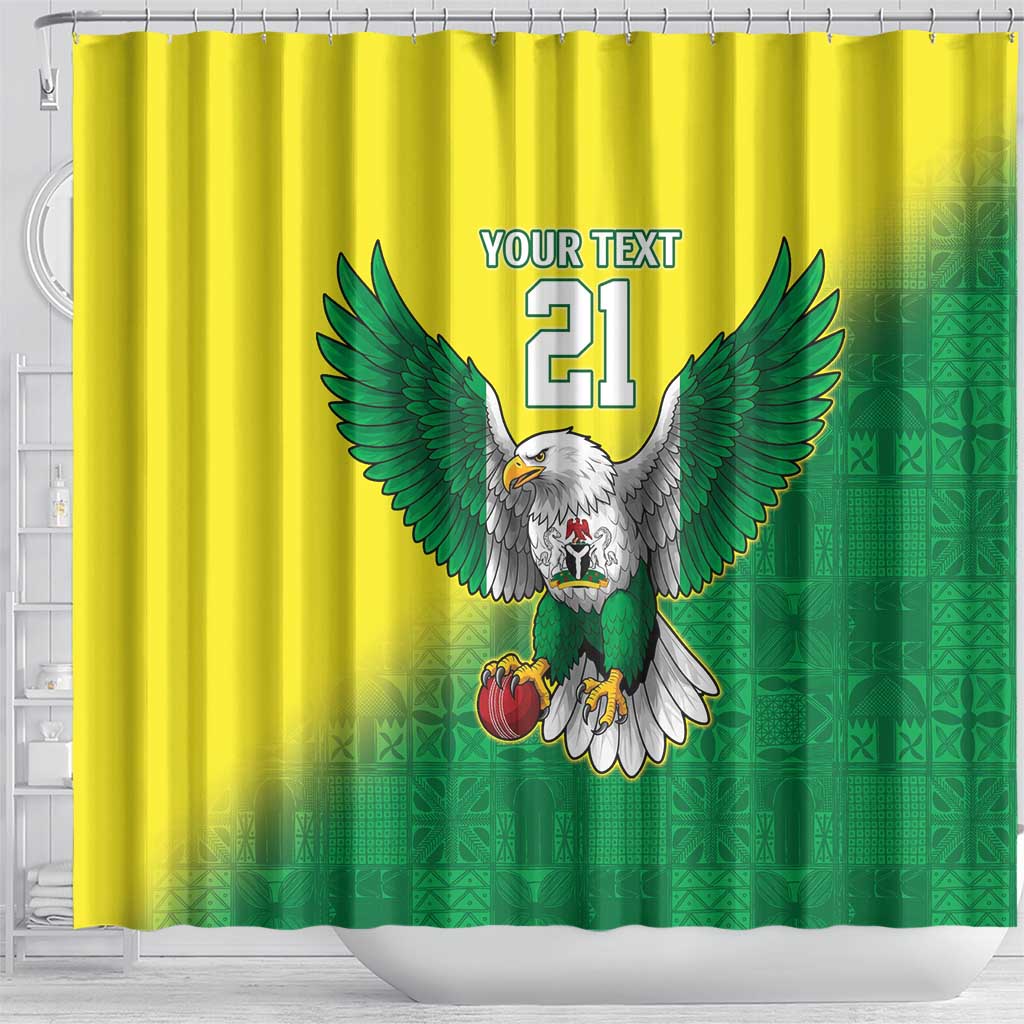 Nigeria Cricket Custom Shower Curtain Najeriya Angry Eagle Flag Motif - Wonder Print Shop