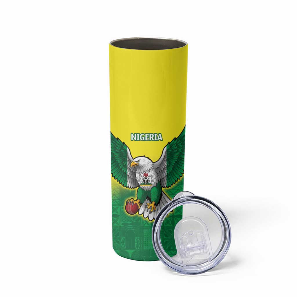 Nigeria Cricket Custom Skinny Tumbler Najeriya Angry Eagle Flag Motif - Wonder Print Shop