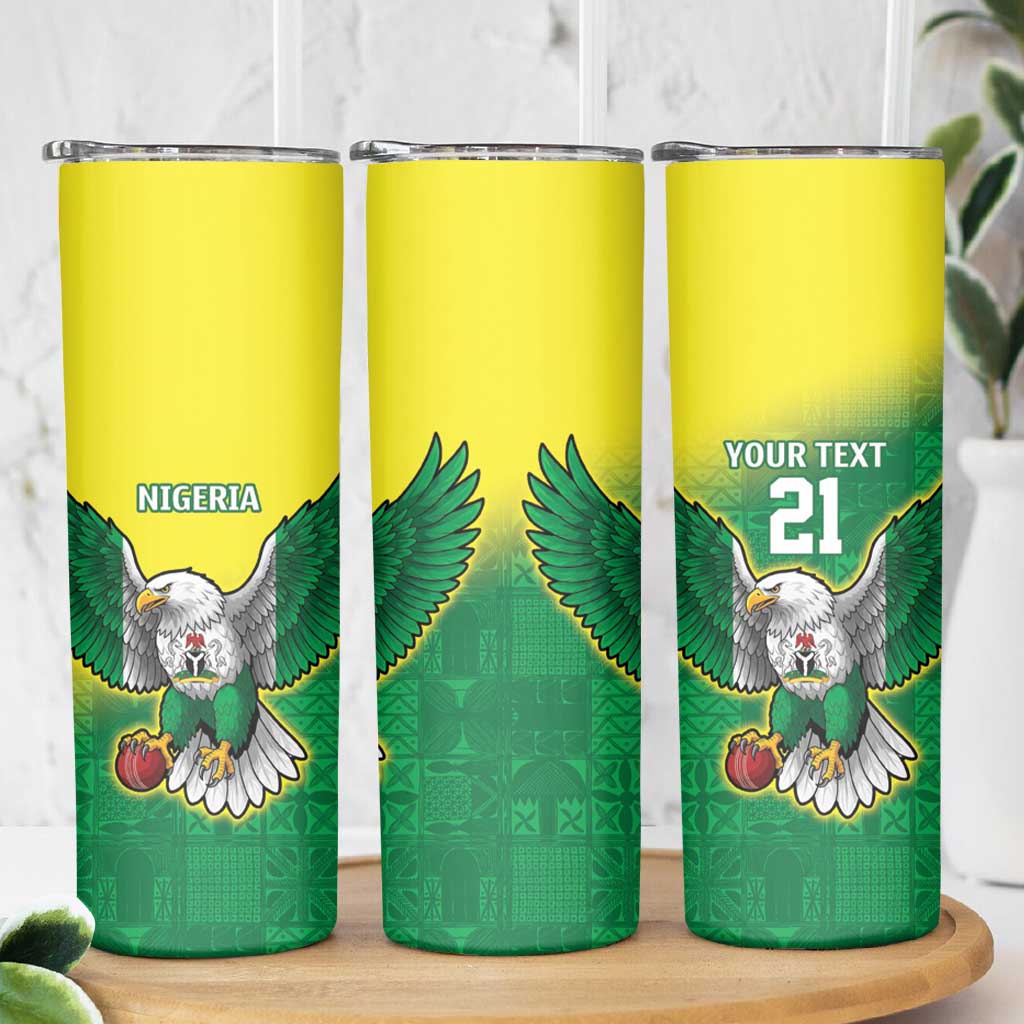 Nigeria Cricket Custom Skinny Tumbler Najeriya Angry Eagle Flag Motif - Wonder Print Shop